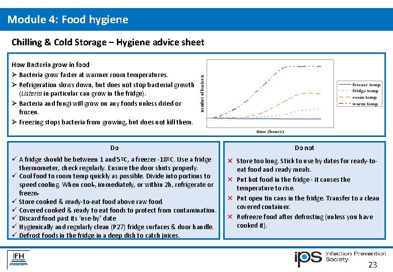 Module 4: Food hygiene Chilling & Cold Storage – Hygiene advice sheet How Bacteria Module 4: Food hygiene Chilling & Cold Storage – Hygiene advice sheet How Bacteria