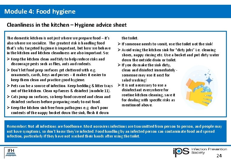 Module 4: Food hygiene Cleanliness in the kitchen – Hygiene advice sheet The domestic Module 4: Food hygiene Cleanliness in the kitchen – Hygiene advice sheet The domestic