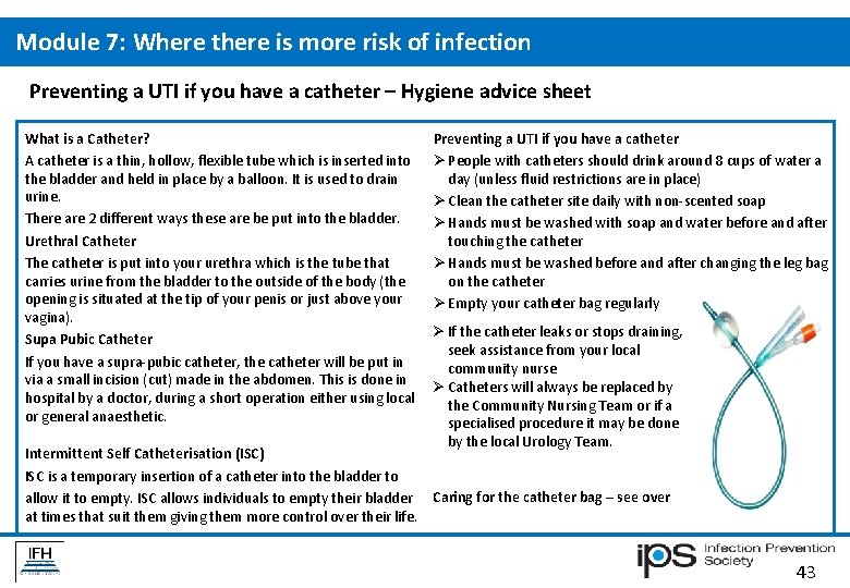 Module 7: Where there is more risk of infection Preventing a UTI if you Module 7: Where there is more risk of infection Preventing a UTI if you