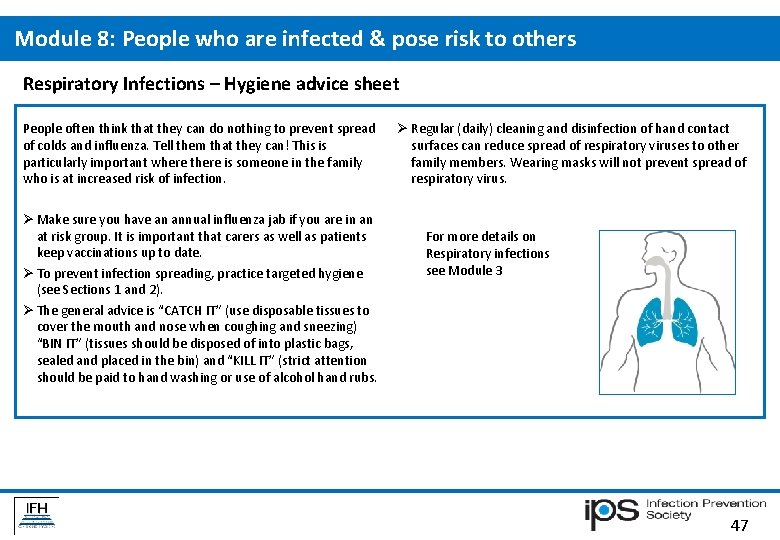 Module 8: People who are infected & pose risk to others Respiratory Infections – Module 8: People who are infected & pose risk to others Respiratory Infections –