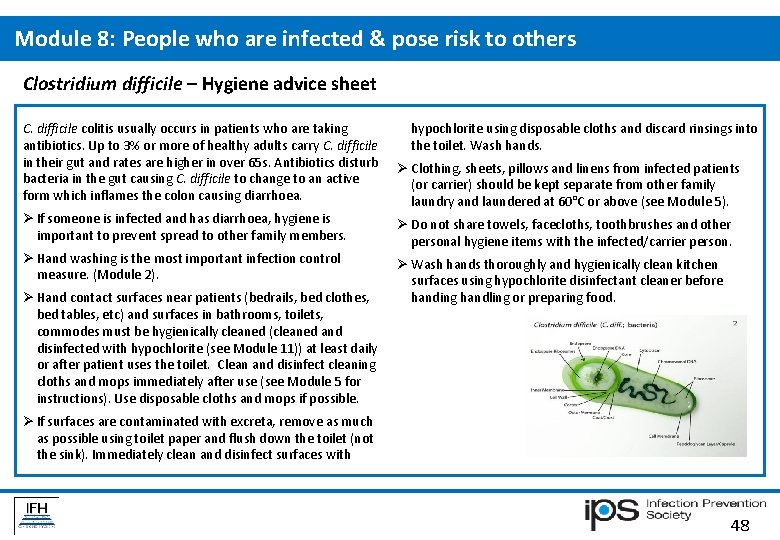 Module 8: People who are infected & pose risk to others Clostridium difficile – Module 8: People who are infected & pose risk to others Clostridium difficile –