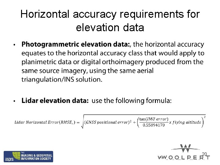 Horizontal accuracy requirements for elevation data • 20 