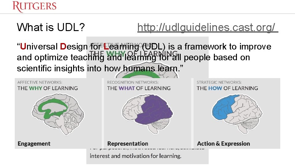What is UDL? http: //udlguidelines. cast. org/ “Universal Design for Learning (UDL) is a
