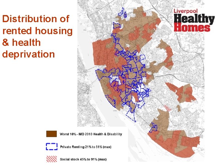 Distribution of rented housing & health deprivation 