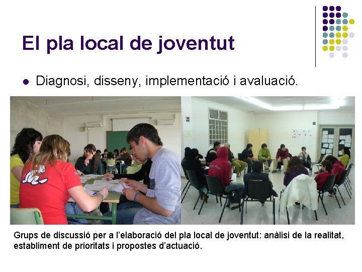 El pla local de joventut l Diagnosi, disseny, implementació i avaluació. Grups de discussió