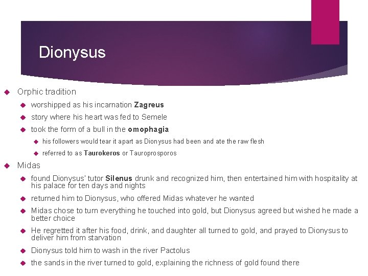 Dionysus Orphic tradition worshipped as his incarnation Zagreus story where his heart was fed