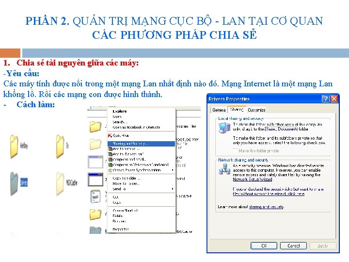 PHẦN 2. QUẢN TRỊ MẠNG CỤC BỘ - LAN TẠI CƠ QUAN CÁC PHƯƠNG