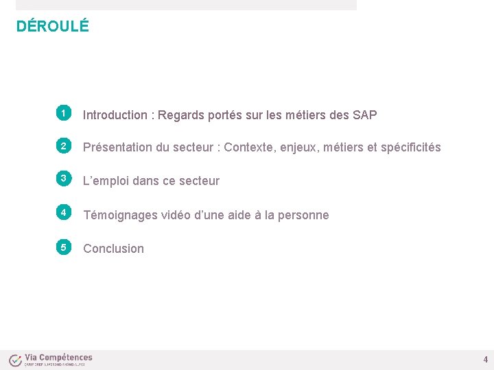 DÉROULÉ 1 Introduction : Regards portés sur les métiers des SAP 2 Présentation du