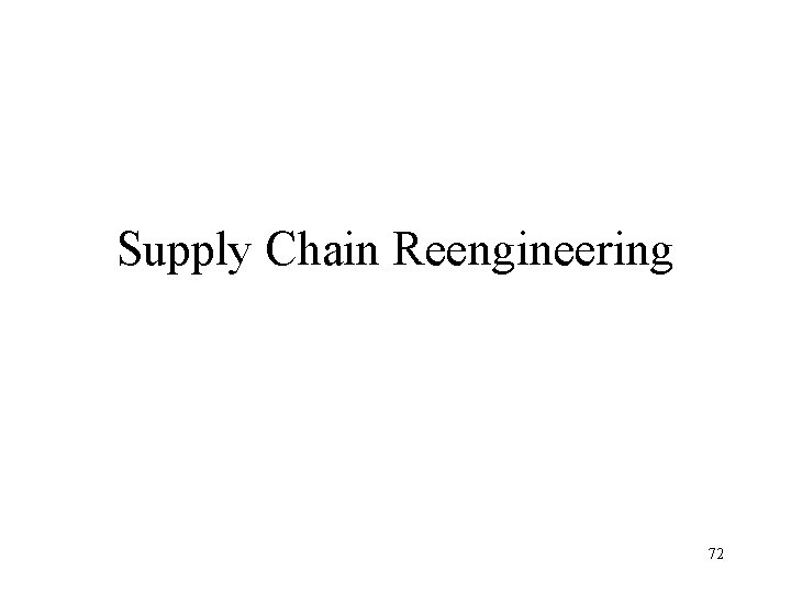 Supply Chain Reengineering 72 