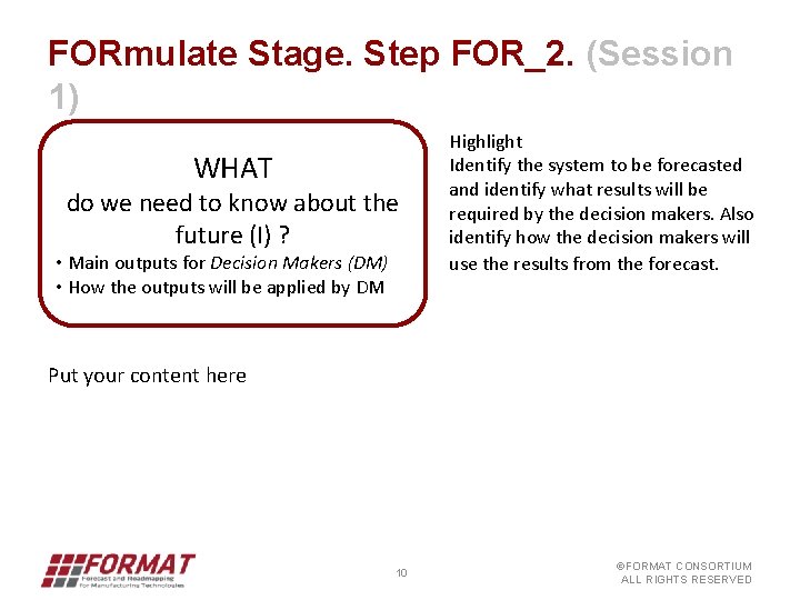 FORmulate Stage. Step FOR_2. (Session 1) WHAT do we need to know about the