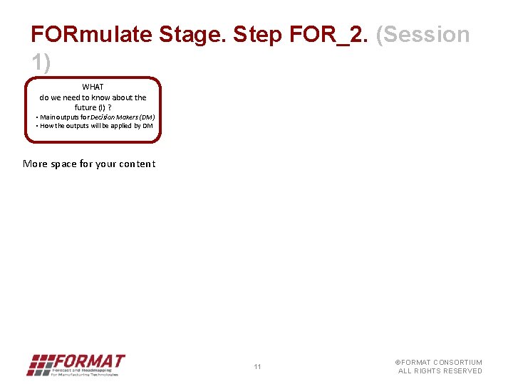 FORmulate Stage. Step FOR_2. (Session 1) WHAT do we need to know about the