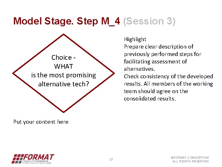 Model Stage. Step M_4 (Session 3) Highlight Prepare clear description of previously performed steps