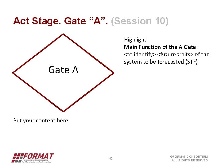 Act Stage. Gate “A”. (Session 10) Highlight Main Function of the A Gate: <to