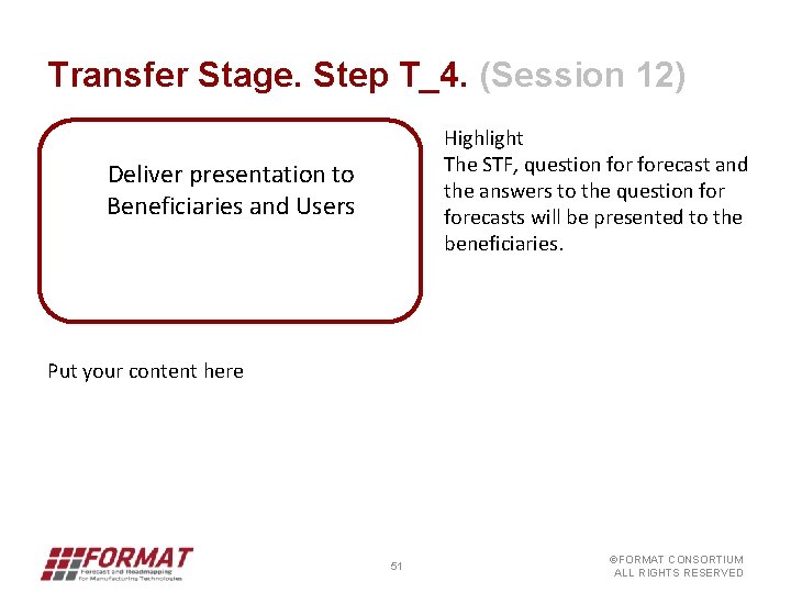 Transfer Stage. Step T_4. (Session 12) Highlight The STF, question forecast and the answers