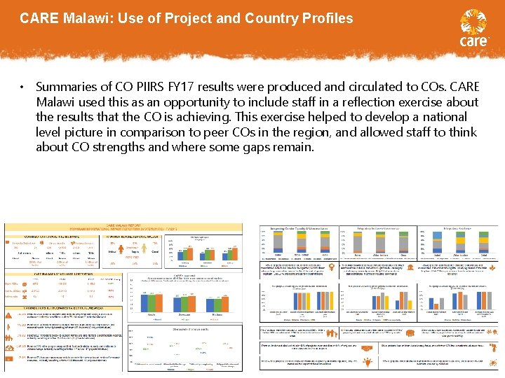 CARE Malawi: Use of Project and Country Profiles • Summaries of CO PIIRS FY