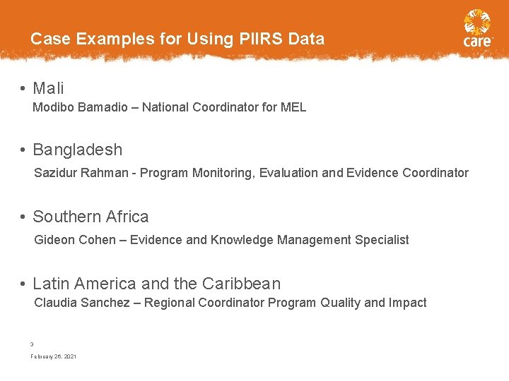 Case Examples for Using PIIRS Data • Mali Modibo Bamadio – National Coordinator for
