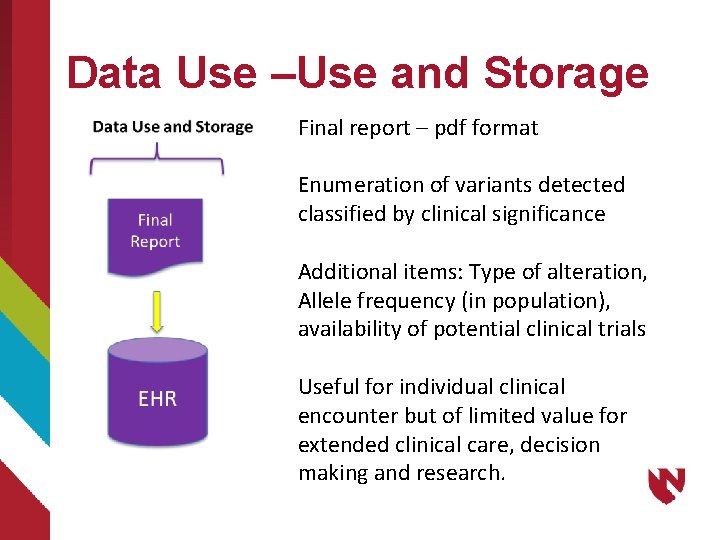 Data Use –Use and Storage Final report – pdf format Enumeration of variants detected