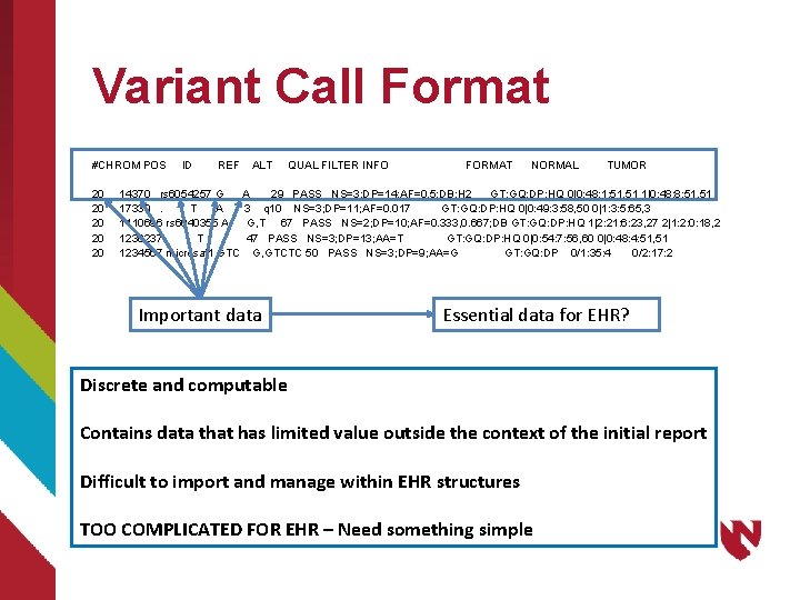 Variant Call Format #CHROM POS ID REF ALT QUAL FILTER INFO FORMAT NORMAL TUMOR