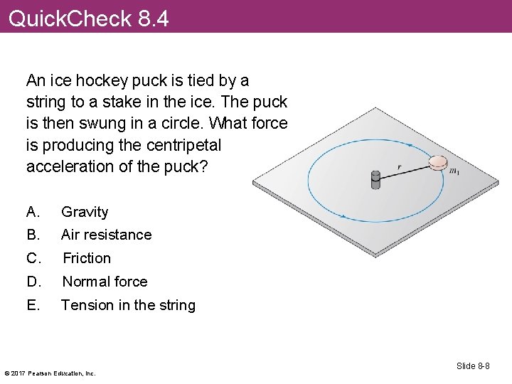 Quick. Check 8. 4 An ice hockey puck is tied by a string to