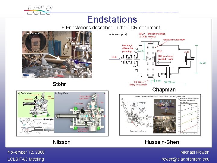 Endstations 8 Endstations described in the TDR document Stöhr Nilsson Chapman Hussein-Shen November 12,