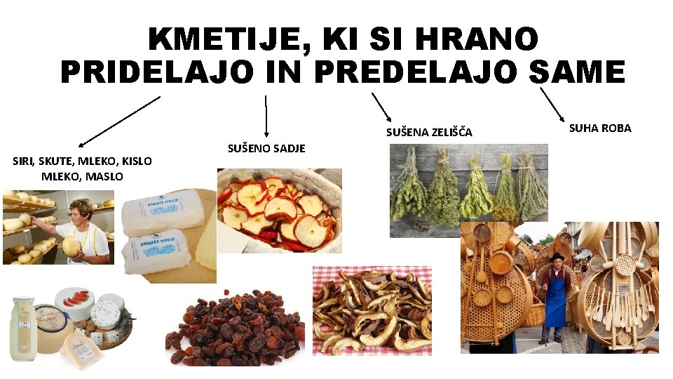 KMETIJE, KI SI HRANO PRIDELAJO IN PREDELAJO SAME SUŠENA ZELIŠČA SIRI, SKUTE, MLEKO, KISLO