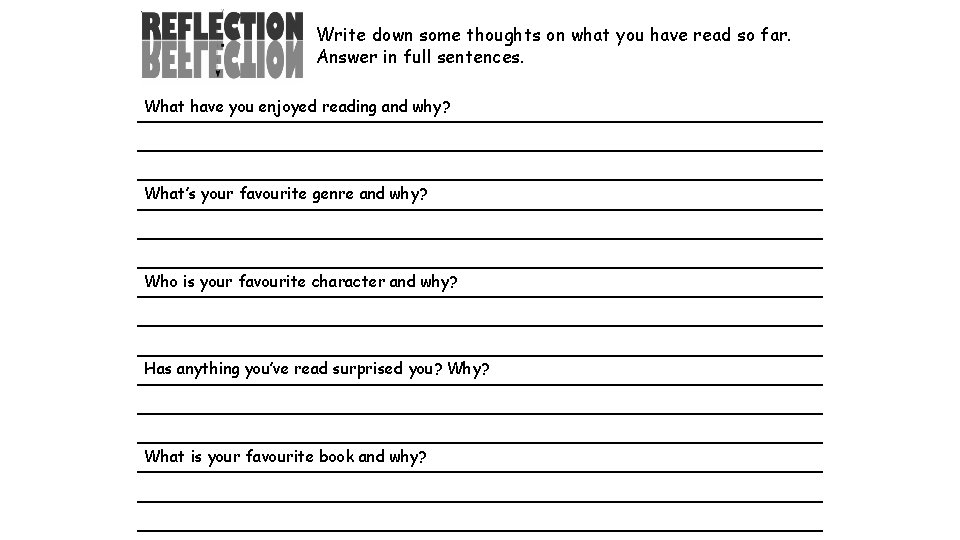 Write down some thoughts on what you have read so far. Answer in full Write down some thoughts on what you have read so far. Answer in full