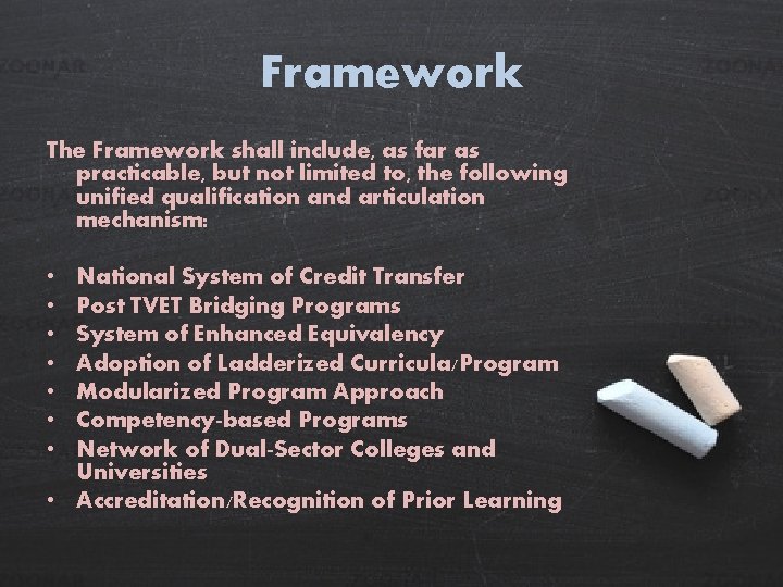 Framework The Framework shall include, as far as practicable, but not limited to, the
