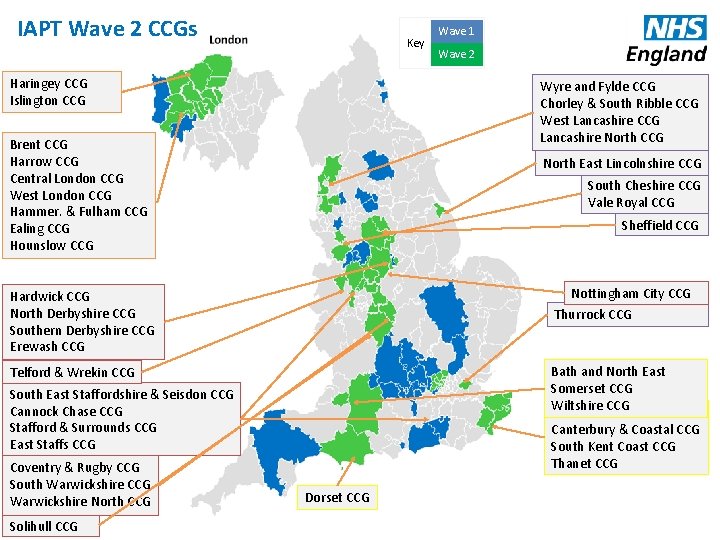 IAPT Wave 2 CCGs Key Haringey CCG Islington CCG North East Lincolnshire CCG South