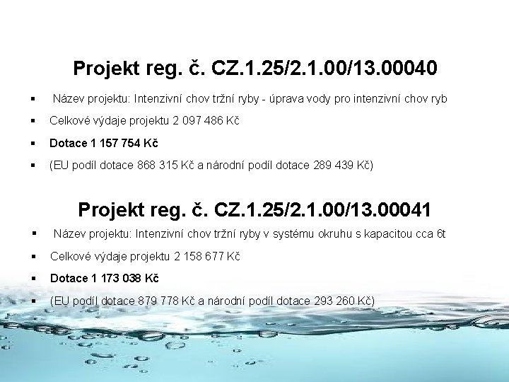 Projekt reg. č. CZ. 1. 25/2. 1. 00/13. 00040 § Název projektu: Intenzivní chov