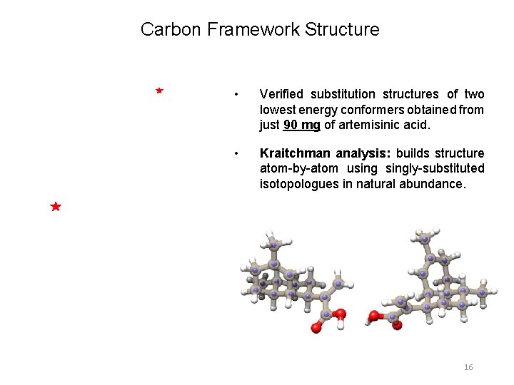 Carbon Framework Structure • Verified substitution structures of two lowest energy conformers obtained from