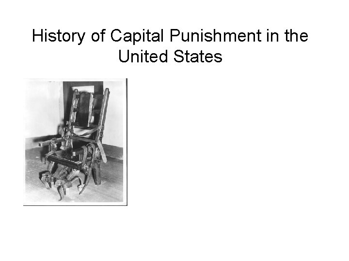 History of Capital Punishment in the United States 