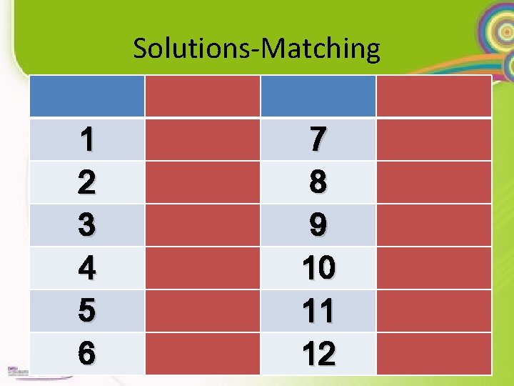 Solutions-Matching 1 2 3 4 5 6 7 8 9 10 11 12 
