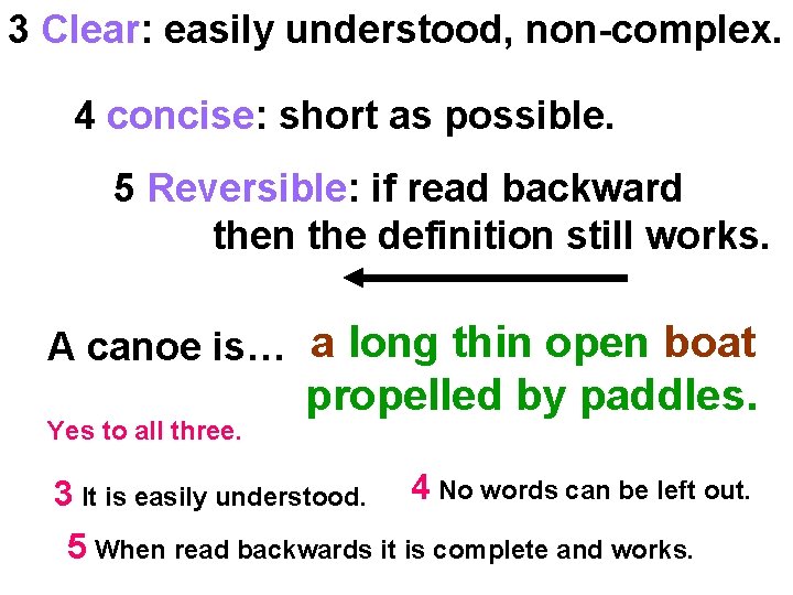 3 Clear: easily understood, non-complex. 4 concise: short as possible. 5 Reversible: if read