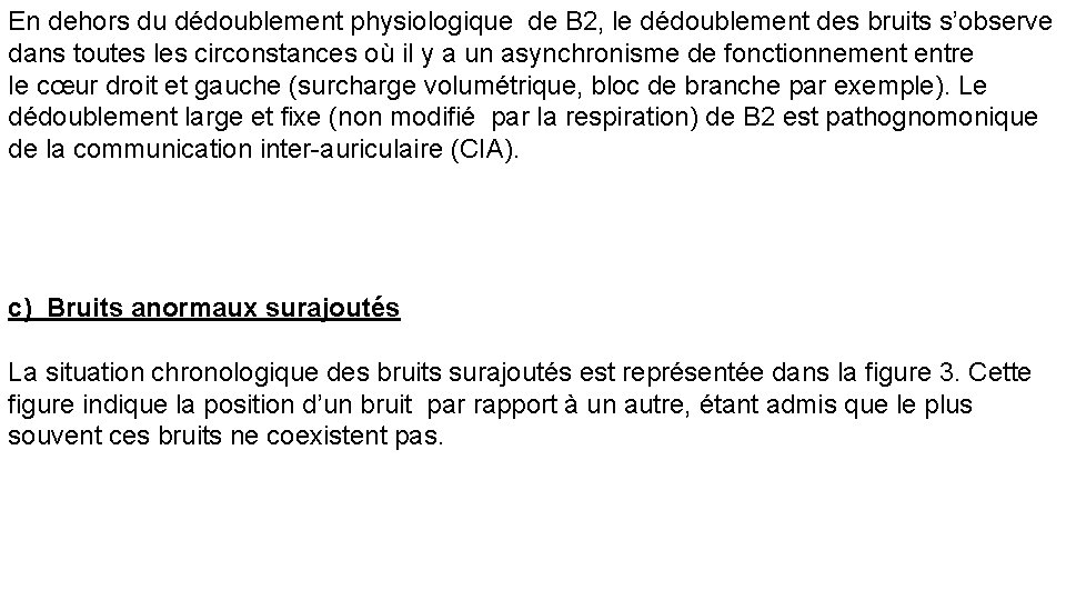 En dehors du dédoublement physiologique de B 2, le dédoublement des bruits s’observe dans