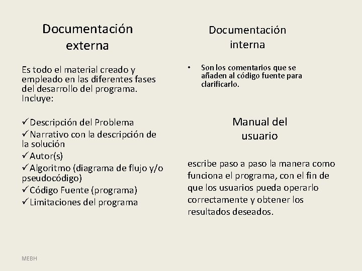 Documentación externa Es todo el material creado y empleado en las diferentes fases del