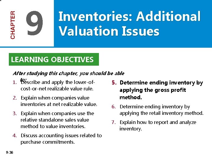 9 Inventories: Additional Valuation Issues LEARNING OBJECTIVES After studying this chapter, you should be