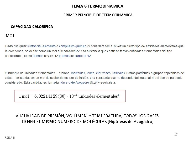 TEMA 8 TERMODINÁMICA PRIMER PRINCIPIO DE TERMODINÁMICA CAPACIDAD CALORÍFICA MOL A IGUALDAD DE PRESIÓN, TEMA 8 TERMODINÁMICA PRIMER PRINCIPIO DE TERMODINÁMICA CAPACIDAD CALORÍFICA MOL A IGUALDAD DE PRESIÓN,