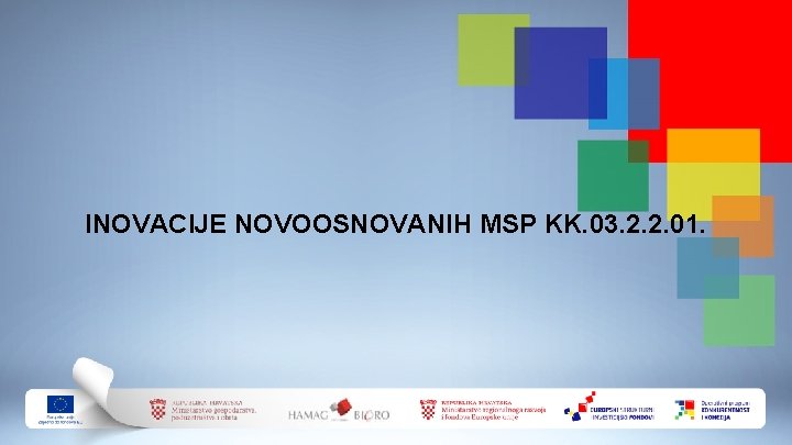 INOVACIJE NOVOOSNOVANIH MSP KK. 03. 2. 2. 01. 