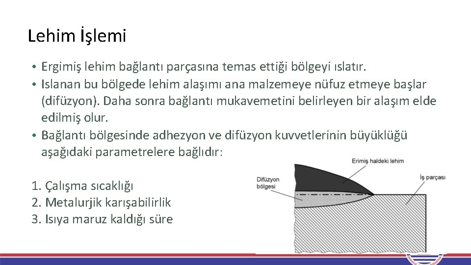 Lehim İşlemi • Ergimiş lehim bağlantı parçasına temas ettiği bölgeyi ıslatır. • Islanan bu Lehim İşlemi • Ergimiş lehim bağlantı parçasına temas ettiği bölgeyi ıslatır. • Islanan bu