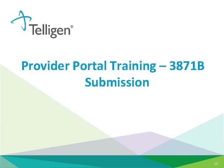 Provider Portal Training – 3871 B Submission 19 