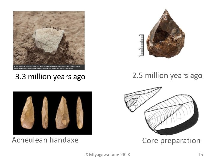 2. 5 million years ago 3. 3 million years ago Acheulean handaxe Core preparation