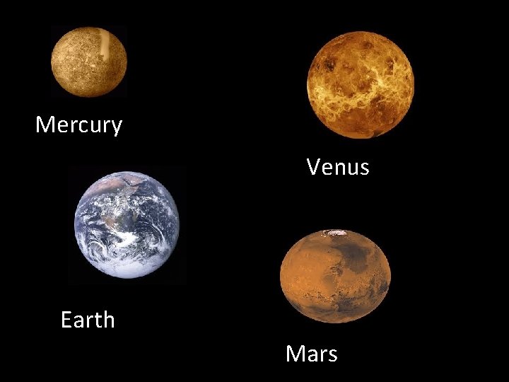 Mercury Venus Earth Mars 