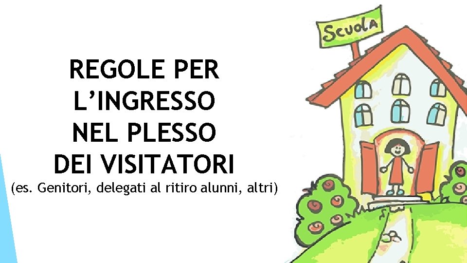 REGOLE PER L’INGRESSO NEL PLESSO DEI VISITATORI (es. Genitori, delegati al ritiro alunni, altri)