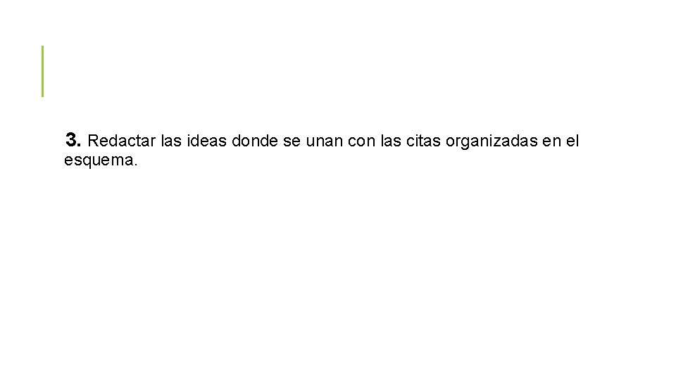 3. Redactar las ideas donde se unan con las citas organizadas en el esquema.