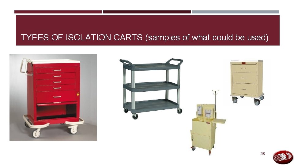 TYPES OF ISOLATION CARTS (samples of what could be used) 38 