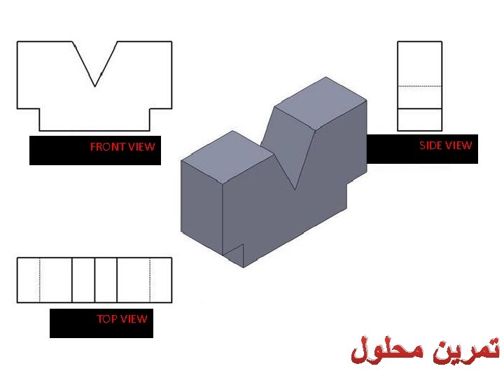 FRONT VIEW SIDE VIEW TOP VIEW ﺗﻤﺮﻳﻦ ﻣﺤﻠﻮﻝ 