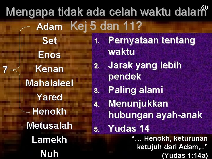 60 Mengapa tidak ada celah waktu dalam Adam Kej 5 dan 11? 7 Set 60 Mengapa tidak ada celah waktu dalam Adam Kej 5 dan 11? 7 Set