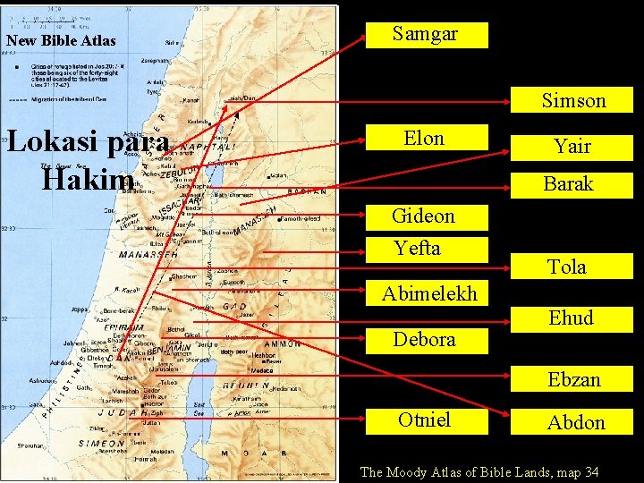 New Bible Atlas Samgar Simson Lokasi para Hakim Elon Yair Barak Gideon Yefta Tola