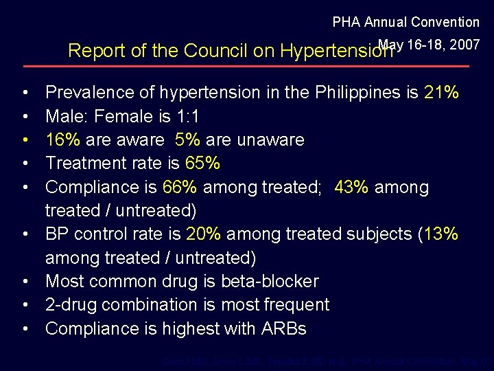 PHA Annual Convention May 16 -18, 2007 Report of the Council on Hypertension •
