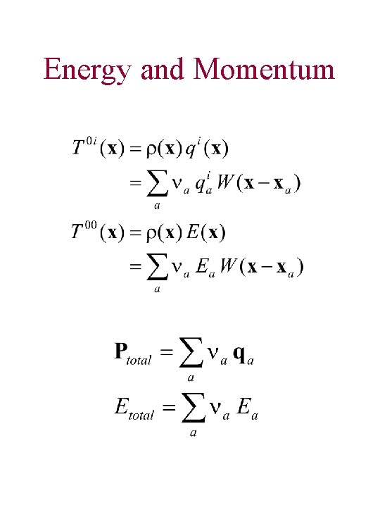 Energy and Momentum 